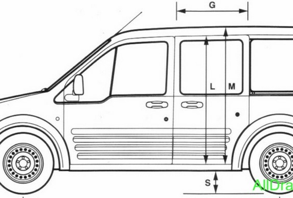 Ford Tourneo Connect GLX (2007) (Ford Tourneo Connect GLH (2007)) - drawings (drawings) of the car